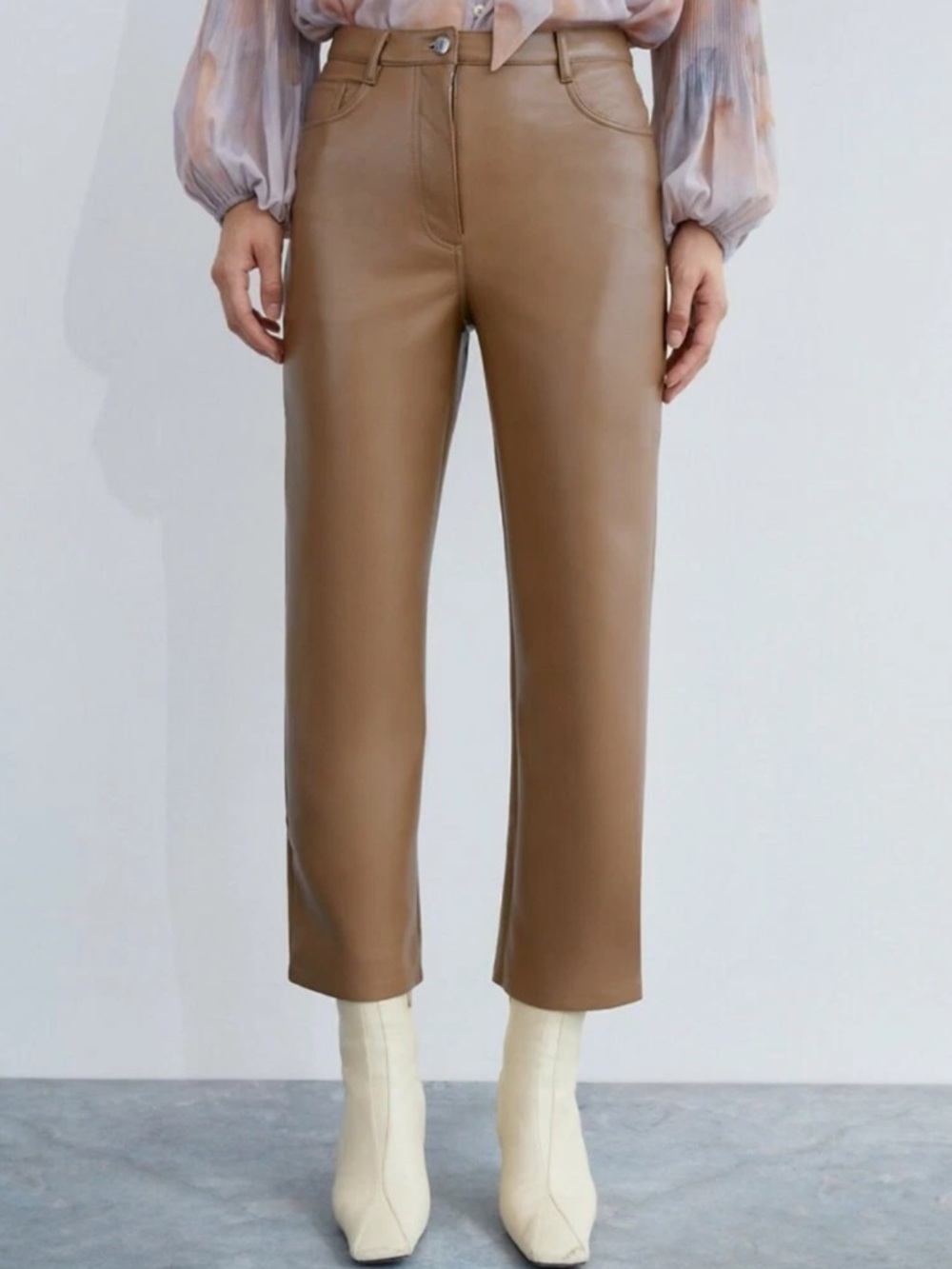 WILFRED The Melina faux leather Cropped Pant size 0 - Tan‎